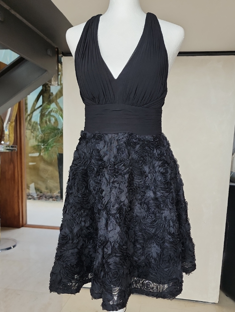 Aiden Black Rosette Skirt Dress